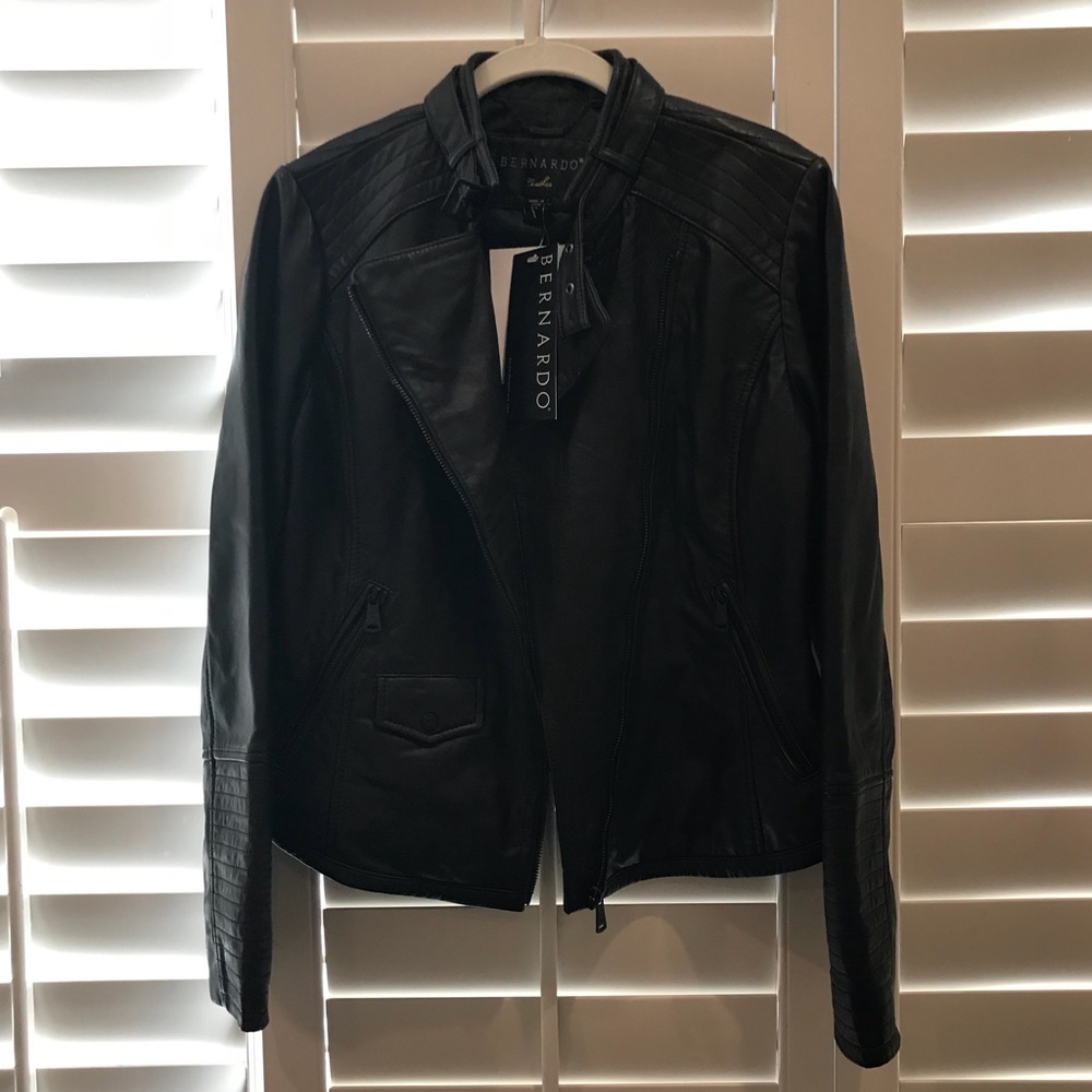 Bernardo Genuine Leather Moto Jacket